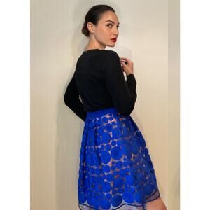 Eva Franco Alabastru Lace Polkadot Mini Skirt Electric Blue ~ Sz 2 Anthropologie